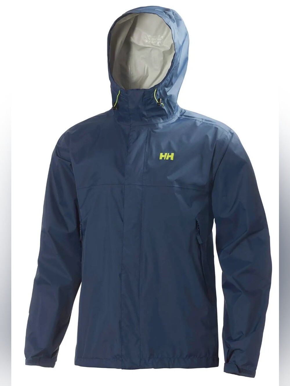 Helly Hansen Navy Rain Jacket with Neon Accents Size Large